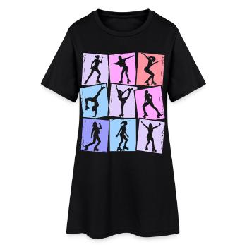Rollschuhe Roller Skates Damen Kinder Mädchen - Frauen T-Shirt-Kleid - Schwarz - Vorne