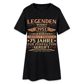 75th birthday absolutely unique - born in 1951 - Women’s T-Shirt Dress - black - Front