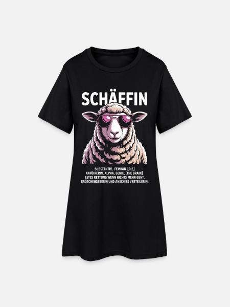 Schäffin Chefin Lustiges Schaf-Motiv - Women’s T-Shirt Dress - black