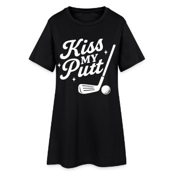 Kiss My Putt Lustiges Golfliebhaber-Design - Frauen T-Shirt-Kleid - Schwarz - Vorne