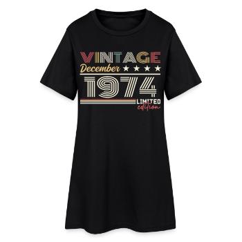 Cadeau Décembre 1974 - Robe T-shirt Femme - noir - Devant