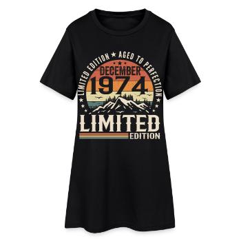 December 1974 - Women’s T-Shirt Dress - black - Front
