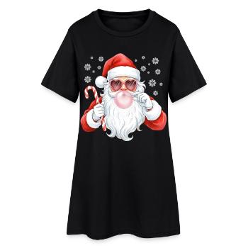 Père Noël Bubble Gum Rose - Robe T-shirt Femme - noir - Devant