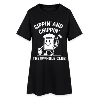 Siroter et chippin' Le plaisir du golf du 19th Hole Club - Robe T-shirt Femme - noir - Devant