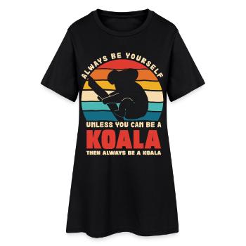 Koala Motto Rétro Coucher de soleil - Robe T-shirt Femme - noir - Devant