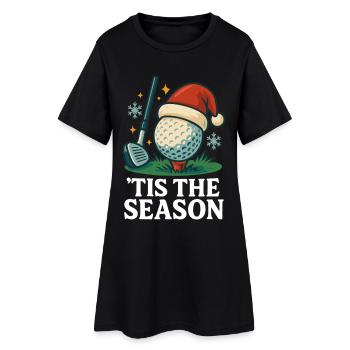 Es ist die Saison Golf-Urlaubsspaß - Frauen T-Shirt-Kleid - Schwarz - Vorne