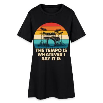 Tambour rétro Tempo Arc-en-ciel - Robe T-shirt Femme - noir - Devant