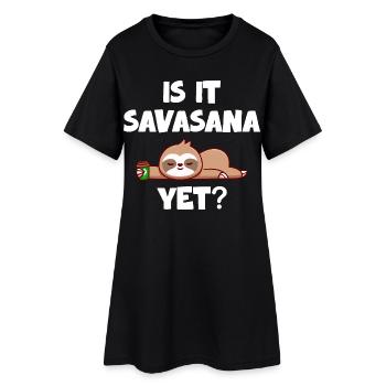 Savasana Pause Entspanntes Faultier - Frauen T-Shirt-Kleid - Schwarz - Vorne