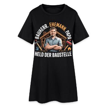 Héros du chantier – papa, mari et constructeur - Robe T-shirt Femme - noir - Devant