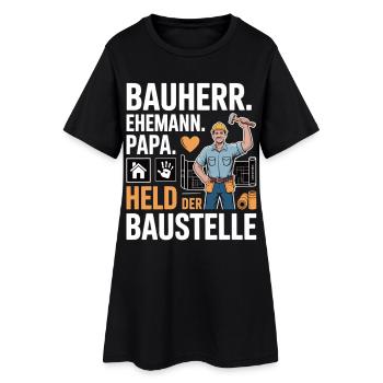 Héros du chantier – papa, mari et constructeur - Robe T-shirt Femme - noir - Devant