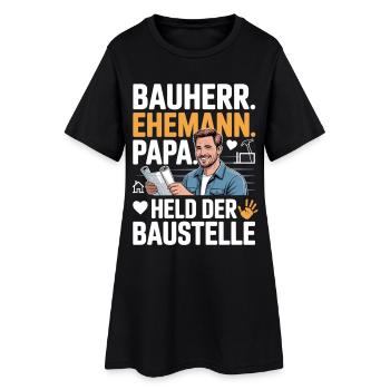 Héros du chantier – papa, mari et constructeur - Robe T-shirt Femme - noir - Devant
