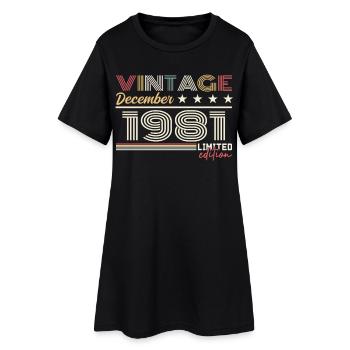 Cadeau Décembre 1981 - Robe T-shirt Femme - noir - Devant