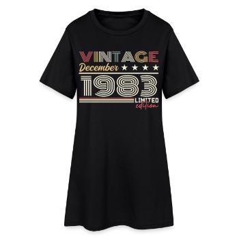 Cadeau Décembre 1983 - Robe T-shirt Femme - noir - Devant