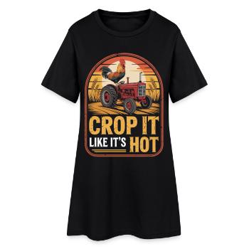 Bauern Shirt – Crop It Like It’s Hot - Frauen T-Shirt-Kleid - Schwarz - Vorne