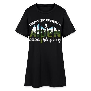 Alpenüberquerung 2026, Oberstdorf Meran, Wandern - Frauen T-Shirt-Kleid - Schwarz - Vorne