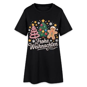 Merry Christmas with stars & candy cane - Women’s T-Shirt Dress - black - Front