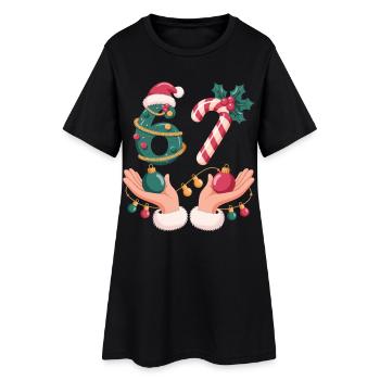 6 7 Christmas Christmas Shirt with Candy Cane - Women’s T-Shirt Dress - black - Front