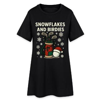 Snowflakes And Birdies Holiday Golf Fun - Women’s T-Shirt Dress - black - Front