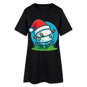 Drôle de balle de golf Père Noël Noël vacances - Robe T-shirt Femme - noir - Devant
