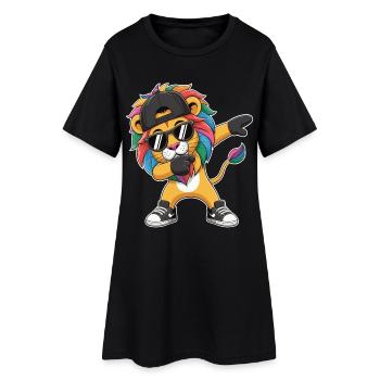 Dabbing Lion avec casquette – Roi Streetstyle coloré - Robe T-shirt Femme - noir - Devant