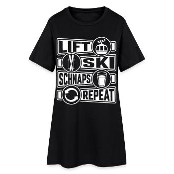 Lift Ski Schnaps Repeat Apres Ski - Frauen T-Shirt-Kleid - Schwarz - Vorne