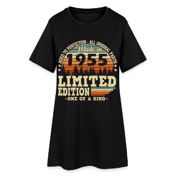 Jahrgang 1955 geboren Vintage Geburtstag Retro - Frauen T-Shirt-Kleid - Schwarz - Vorne
