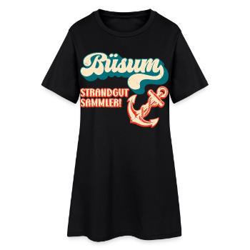 Vacances à la mer du Nord BÜSUM STRANDGUT SAMMLER Lustig - Robe T-shirt Femme - noir - Devant