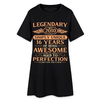 Millésime 2010 Né 16ème Anniversaire Idée Cadeau - Robe T-shirt Femme - noir - Devant