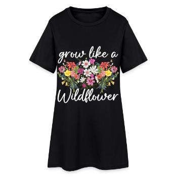 Grandir comme une fleur sauvage - Robe T-shirt Femme - noir - Devant
