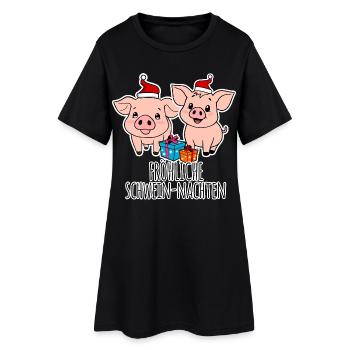 Pig Christmas, Happy Pig Nights! - Women’s T-Shirt Dress - black - Front
