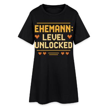 Mari Niveau Débloqué Gamer Drôle Mariage Amour - Robe T-shirt Femme - noir - Devant