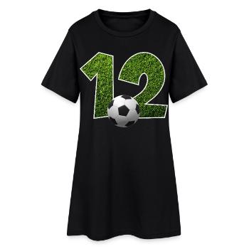 NR. 12 NUMMER 12 FUßBALL 12. GEBURTSTAG - Frauen T-Shirt-Kleid - Schwarz - Vorne