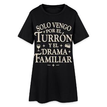 Nougat und Familiendrama - Frauen T-Shirt-Kleid - Schwarz - Vorne