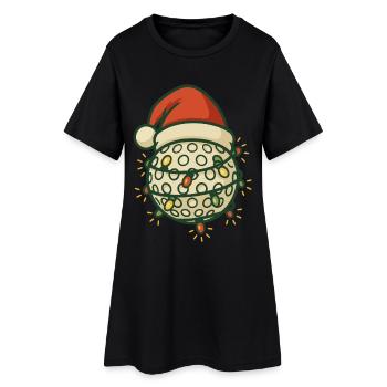 Drôle de balle de golf Père Noël lumières de Noël - Robe T-shirt Femme - noir - Devant