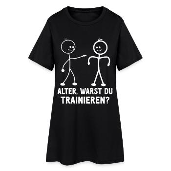 Strichmännchen WARST DU TRAINIEREN LUSTIG - Frauen T-Shirt-Kleid - Schwarz - Vorne
