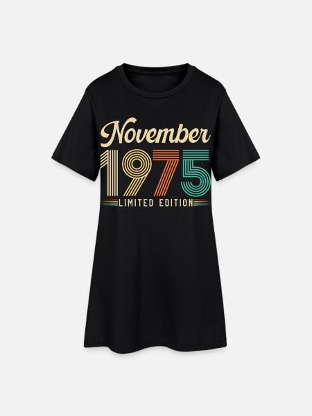 Novembre 1975 Anniversaire Vintage Rétro Cadeau - Robe T-shirt Femme - noir