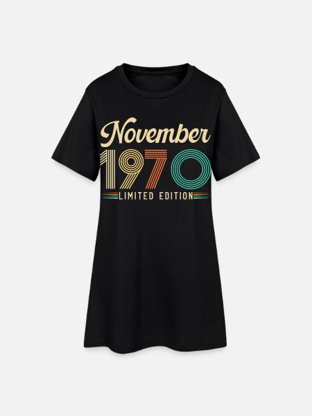 Novembre 1970 Anniversaire Vintage Rétro Cadeau - Robe T-shirt Femme - noir