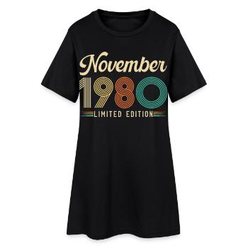 Novembre 1980 Anniversaire Vintage Rétro Cadeau - Robe T-shirt Femme - noir - Devant