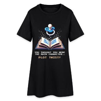 Plot Twist | Das Baby ist jetzt der Held - Frauen T-Shirt-Kleid - Schwarz - Vorne
