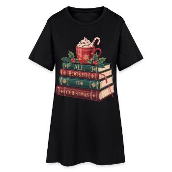 Bücher und Weihnachten – Geschenk für Leseratten - Frauen T-Shirt-Kleid - Schwarz - Vorne