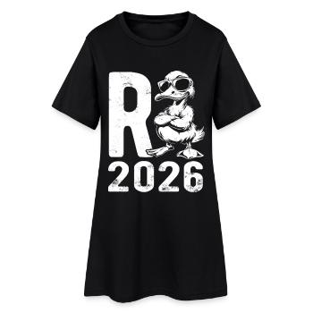 Cartoon Rente 2026 - Ruhestand - Pension - Frauen T-Shirt-Kleid - Schwarz - Vorne