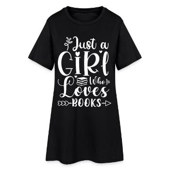 Just a girl who loves books - Frauen T-Shirt-Kleid - Schwarz - Vorne