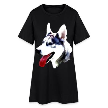 Tête de rauque avec langue rouge - Robe T-shirt Femme - noir - Devant