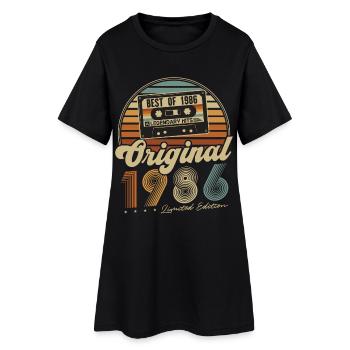 Original 1986 Vintage Cadeau d’anniversaire Rétro - Robe T-shirt Femme - noir - Devant