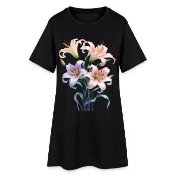Bouquet de lys pastel - Robe T-shirt Femme - noir - Devant
