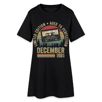 Décembre 1981 - Anniversaire Décembre 1981 - Robe T-shirt Femme - noir - Devant
