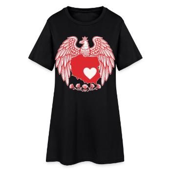 Polish Eagle Heart Map Design - Women’s T-Shirt Dress - black - Front