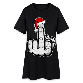 Doigt d’honneur de Noël avec chapeau de Père Noël - Robe T-shirt Femme - noir - Devant