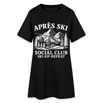 Après Ski Social Club Ski Sip Repeat - Frauen T-Shirt-Kleid - Schwarz - Vorne