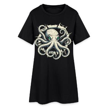 Pieuvre sortant de la fissure - tentacule de pieuvre - Robe T-shirt Femme - noir - Devant